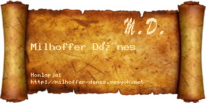 Milhoffer Dénes névjegykártya